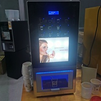 Distributeur automatique de café fraîchement moulu à écran tactile commercial chaud avec carte de crédit et paiement par jeton de code QR