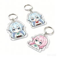 Porte-clés en acrylique transparent écologique avec revêtement en époxy, thème anime