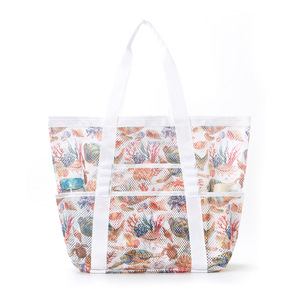 Sac de plage en maille style tropical, grand sac à main portable pour la plage, sac de natation respirant à grille pour les <span class=keywords><strong>vacances</strong></span> - Product Image 3