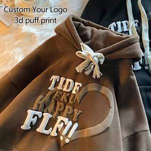 Wholesale Pullover <b>Men</b> Hoodies Custom 3d Puff Print Digital Logo Hoody Cotton Polyester Unlined Oversized <b>Hoodie</b> for <b>Men</b> - Product Image 2