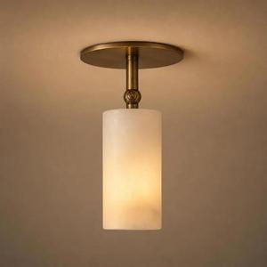 Plafonnier en albâtre sculpté à la main avec finition laiton antique, luminaire de style mid-century pour un intérieur moderne et luxueux - Product Image 3