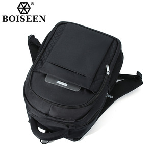 Boiseen Men's <b>Backpack</b> 20L <b>Large</b> Capacity Business Travel Bag Solid Color Black Soft Handle Interior Zipper Pocket - Product Image 4