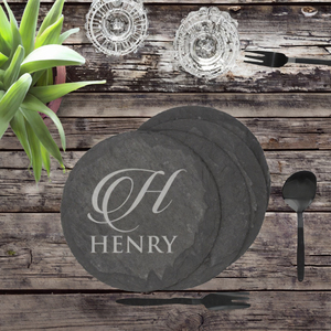 Sous-verres modernes en <span class=keywords><strong>ardoise</strong></span> vierge, marbre noir, gravés au laser, sous-verres ronds pour boissons, café, cuisine, <span class=keywords><strong>d</strong></span>écoration de la maison - Product Image 3