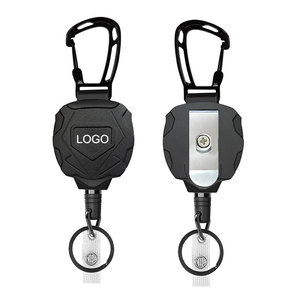 Wholesale Custom Logo Multi‑Style Heavy‑Duty Rugged Retractable Badge Reel, Carabiner Key Ring With Metal Belt <b>Clip</b> for Outdoor - Product Image 4