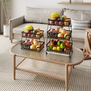 Kitchen Storage Cart 5 Tier Metal <b>Rolling</b> Rack With Wheels For <b>Fruit</b> Vegetable Organization In Kitchen - Product Image 4