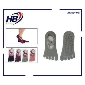 Hb Sport Five <b>Finger</b> Anti Slip Yoga <b>Socks</b> Gray Art 94945 For Women And Men Workout Fitness Gym Exercise - Product Image 3