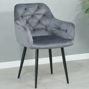 <span class=keywords><strong>Chaise</strong></span> de salle à manger moderne de luxe en velours bleu avec pieds noirs robustes pour la maison, l'hôtel, l'appartement - Product Image 5