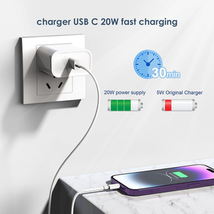 20W Type C <b>Power</b> Adapter For iPhone Charger <b>Cable</b> EU US UK Plug 20W <b>USB</b> C chargeur iphone cargador iphone For 17 16 15 14 - Product Image 2