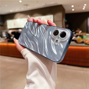 Wave Water Ripple Pattern Glitter Laser Phone Case pour <span class=keywords><strong>iPhone</strong></span> <span class=keywords><strong>11</strong></span> 12 13 14 15 16 Pro Max Luxury Plating Slim Cover avec Lens Film - Product Image 3