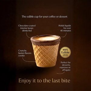 Tazza Commestibile in Biscotto Croccante, Tazze da Caffè Monouso Commestibili, Ecologiche e Creative, Tazza Commestibile per Cioccolata e Caffè - Product Image 1