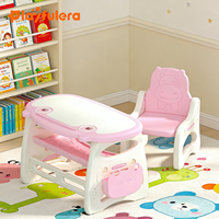 Ensemble Chaise et Bureau Moderne pour Enfants à Hauteur Réglable/Fixe - Table de Dessin en Plastique Écologique pour Gribouillage, Montage Facile, Sécurité Assurée