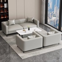 Ensemble de canapé et table basse de luxe en cuir PU pour hôtel, réception d'entreprise, deux places, design moderne et simple, métal