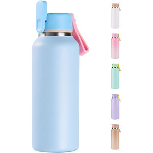 Botellas de Agua Deportivas de Acero Inoxidable con Aislamiento al Vacío, Tapa con Pajita Extraíble a Prueba de Fugas y Logotipo Personalizado, 32 oz - Product Image 1