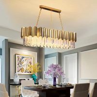 Lustre moderne de luxe en cristal K9 doré, luminaire suspendu LED à intensité variable 3000K-6000K pour la décoration de la maison et des hôtels, certifié CE RoHS, garantie 3 ans