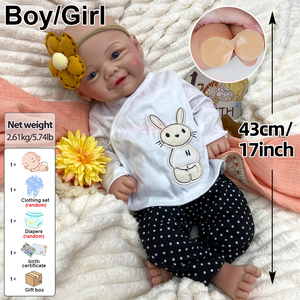 Poupée réaliste en silicone pour nouveau-né Sweet Smile, corps entier, 17 pouces, jouets lavables pour tout-petits - Product Image 3