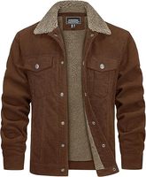 Veste en velours côtelé doublée en sherpa pour homme AQTQ, col rabattu, boutons pression, veste d'hiver chaude, veste décontractée pour tous les jours