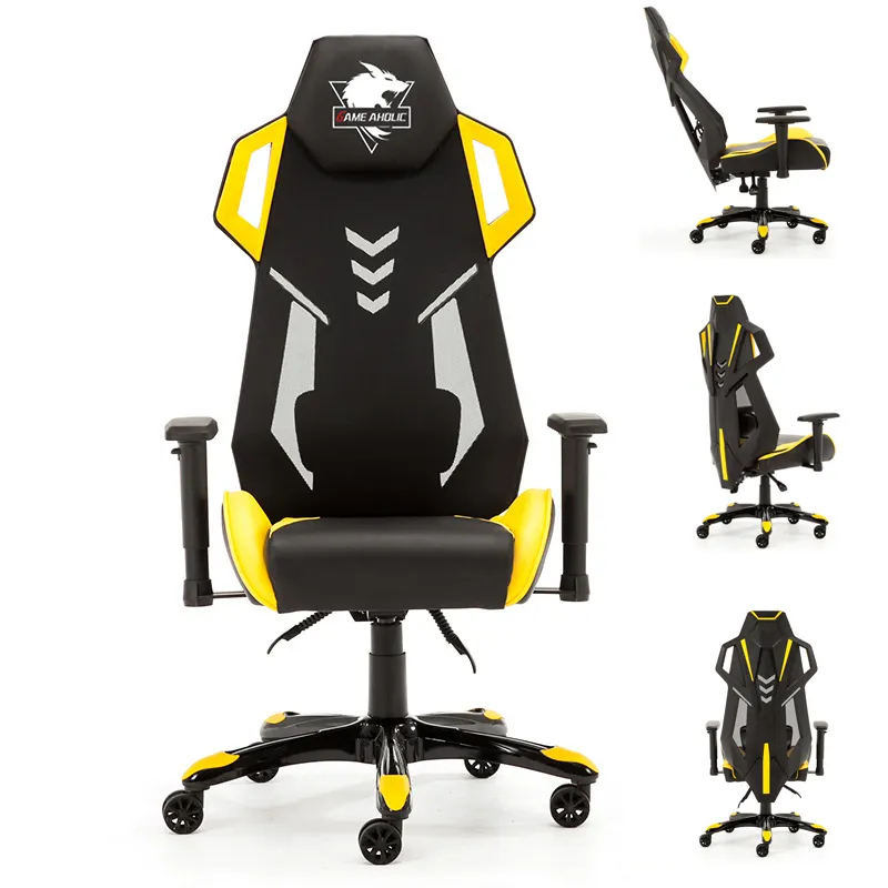 Carmount Alta Qualidade Ergonômico PU Couro Corrida Giratória Escritório Computador Cadeira Silla Sedia Da Gaming Yellow Game Chair