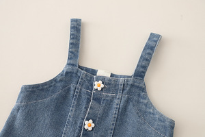 Ensemble 3 pièces en <span class=keywords><strong>jean</strong></span> pour filles, avec garniture en dentelle et ourlet à volants, tenue décontractée printemps-automne, combinaison en <span class=keywords><strong>jean</strong></span> - Product Image 3