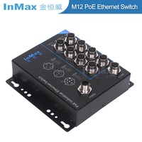 InMax Fabricant M12 Commutateur 8 Port D-code Système de caméras de sécurité pour voiture Métro Chemin de fer Poe 24v Commutateur PoE non géré