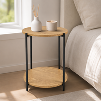 Table basse de salon en gros d'usine, table d'appoint de luxe en acier et bois pour chambres à coucher, couleur marron