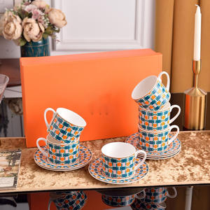 12pcs tasses et soucoupes en céramique de luxe décorations pour la maison en porcelaine osseuse vente en gros - Product Image 5
