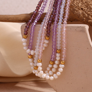 Collares de Perlas de Agua Dulce con Cristales Geométricos Facetados al por Mayor, Regalo Personalizable para Mujeres, Pequeñas Empresas, Se Aceptan Pedidos al por Mayor - Product Image 3