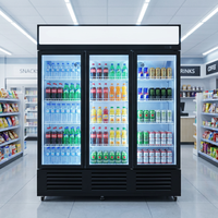 Réfrigérateur commercial vertical à triple porte, le plus populaire, à faible bruit, avec refroidissement par air, pour sodas, bières et boissons, idéal pour les magasins de proximité