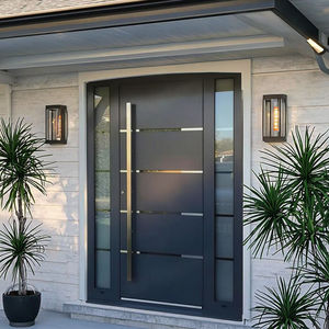 Portes d'entrée extérieures modernes en acier inoxydable ZS personnalisées, antivol, sécurité, finition intérieure, jardin, garantie 5 ans - Product Image 1