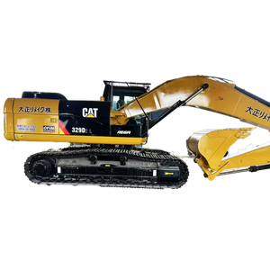 Excavatrice sur chenilles Caterpillar 329 d'occasion, 29 tonnes, avec coupleur rapide, brise-roche, faible nombre d'heures, importée du Japon, avec accessoire de préhension (thumb) - Product Image 1