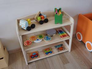 Estantería de madera de estilo nórdico Montessori para niños, estantería de <span class=keywords><strong>3</strong></span> estantes con almacenamiento de juguetes, muebles de biblioteca escolar - Product Image 3