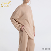 Ensemble coordonné deux pièces pour femmes musulmanes, tenue de tous les jours et de détente modeste, comprenant un haut ample à col rond et manches longues et un pantalon à jambes larges