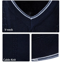 Gilet en tricot épais à col en V pour homme, coupe classique, style décontracté chic, idéal pour l'automne et l'hiver