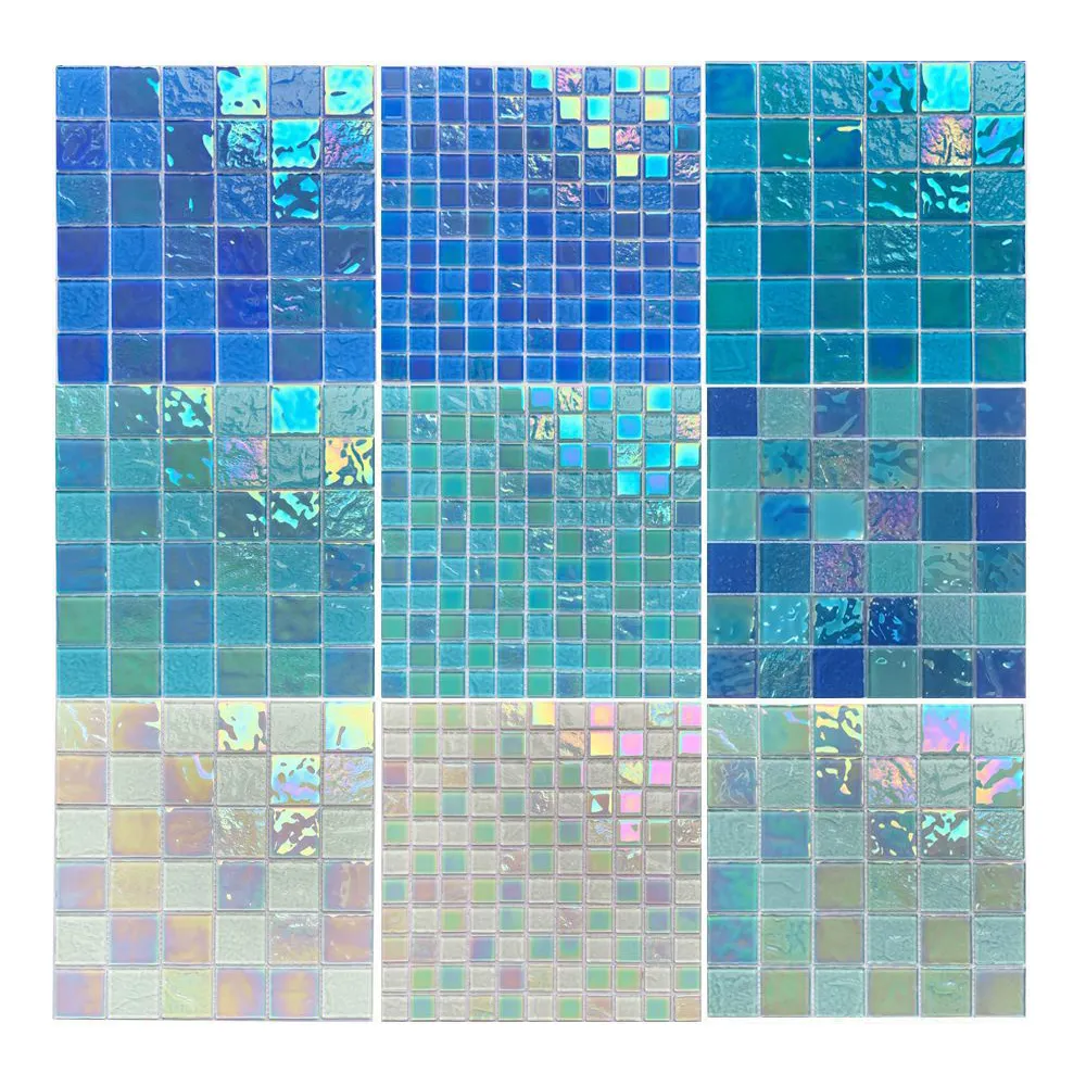 Foshan prezzo a buon mercato di buona qualità Glitter tessere di mosaico di cristallo iridescente piastrelle per piscina