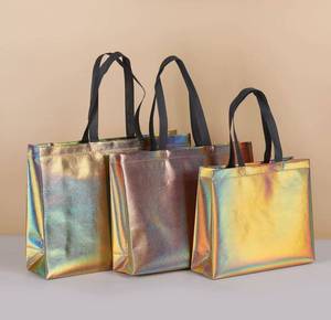 ถุงผ้าช้อปปิ้งสีทองสวยงาม ใช้ซ้ำได้ - Product Image 4
