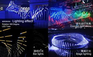 LED 360 Degree Rotation Colorful Cloud Tube Dc24v Dmx Rotating LED Tube 1.5m Pixel Tube Light For Stage Events Night