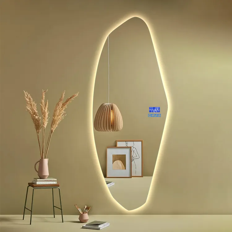 Irregular shape decorative wall designed led full body vanity mirror bedroom full length dress mirror with lights