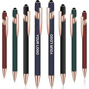 Stylet publicitaire en caoutchouc avec logo personnalisé, en métal rose doré - Product Image 6