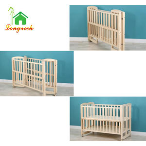 Nuevo Tipo de cuna de madera de pino macizo de tamaño completo, cuna convertible 2 en 1 con cuna de bebé de madera móvil multifunción - Product Image 4