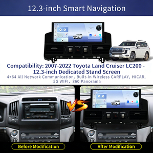 วิทยุติดรถยนต์ระบบแอนดรอยด์ขนาด 12.3 นิ้ว 8 คอร์ 4+64G รองรับ Wireless Carplay พร้อมระบบนำทาง GPS หน้าจอสัมผัสสำหรับรถยนต์ LC200 Land Cruiser ปี 2007-2022 - Product Image 3