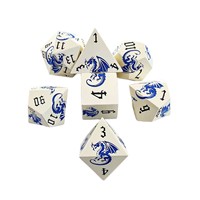 Ensemble de dés polyédriques en métal massif gravé de qualité supérieure, dragon, sept pièces, jeu de rôle pour soirée d'aventure sur table