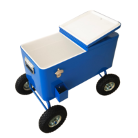 Chariot isotherme pliable 73L en métal, glacière à roulettes avec poignée de traction pour le jardin