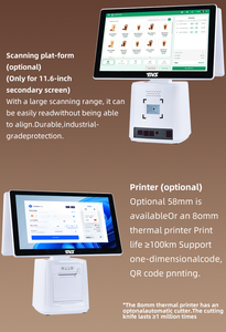 Système de point de vente Android tout-en-un le plus récent, 2 Go de RAM/32 Go de SSD, écran tactile double tactile à 10 points, écran client pour la restauration et la vente au détail - Product Image 6