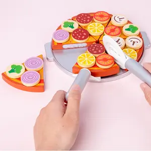 TT24 Đồ Chơi Montessori Giáo Dục Cho Trẻ Em Bộ Đồ Chơi Thực Phẩm Nhà Bếp Cắt Đồ Ăn Pizza Bằng Gỗ Bộ Đồ Chơi Pizza