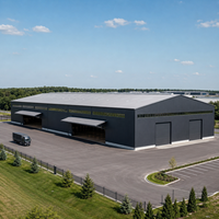 Entrepôt à grande portée en structure métallique conforme à la norme EN 1090, conçu pour les charges de vent, atelier métallique préfabriqué, bâtiment de stockage, garage, hangar