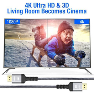 Câble HDTV long Advanced Xput 2.0 30FT 18Gbps 4K60Hz haute vitesse tressé EARC pour salle de conférence, projecteur, téléviseur - Product Image 4