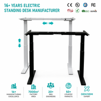 Bureau de travail ergonomique moderne à hauteur réglable électrique motorisé avec double moteur et 3 segments de réglage pour position assise-debout