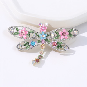 Broches de Libélula Vintage, Nuevo Broche de Insecto con Diseño Floral Calado, de Aleación Esmaltada y Pedrería, Joyería - Product Image 3