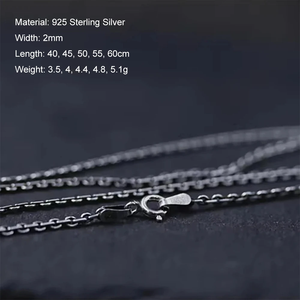 Collier Vintage rétro en <span class=keywords><strong>argent</strong></span> thaïlandais pour hommes et femmes, chaîne avec initiales, Design Simple, 2mm, 1 pièce - Product Image 3