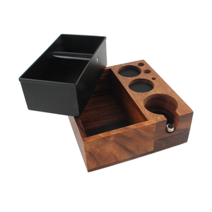 Large Espresso Knock Box and Tamping <b>Station</b>, Solid Wood Espresso Accessories Organizer Box - Product Image 5