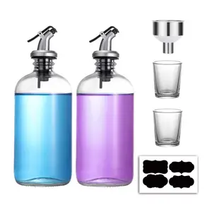 16oz Glass Mouthwash Dispenser Clear Glass Mouthwash Container para Banheiro Mouthwash Garrafa com Copo de Vidro